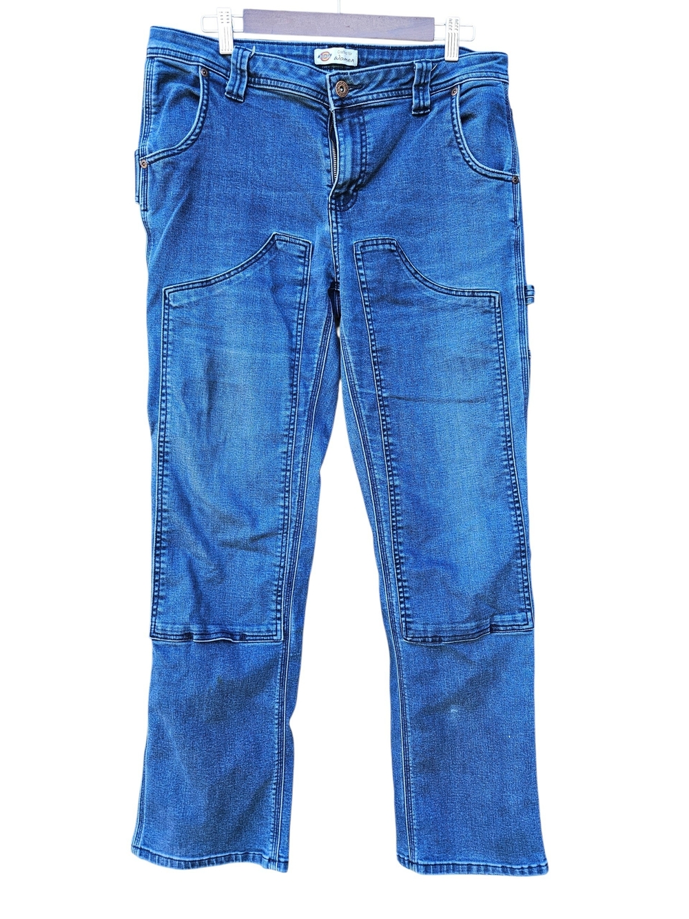 Dickies Crafted for Women Double Knee Carpenter Jeans Sz 12 Blue Denim